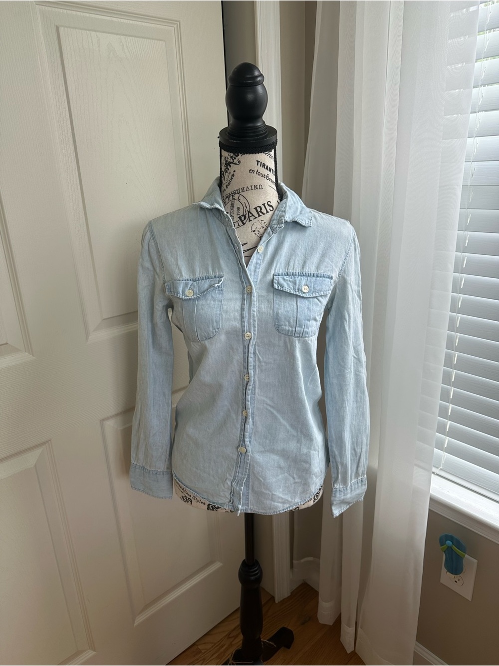 Chambray Denim Button-Down Shirt